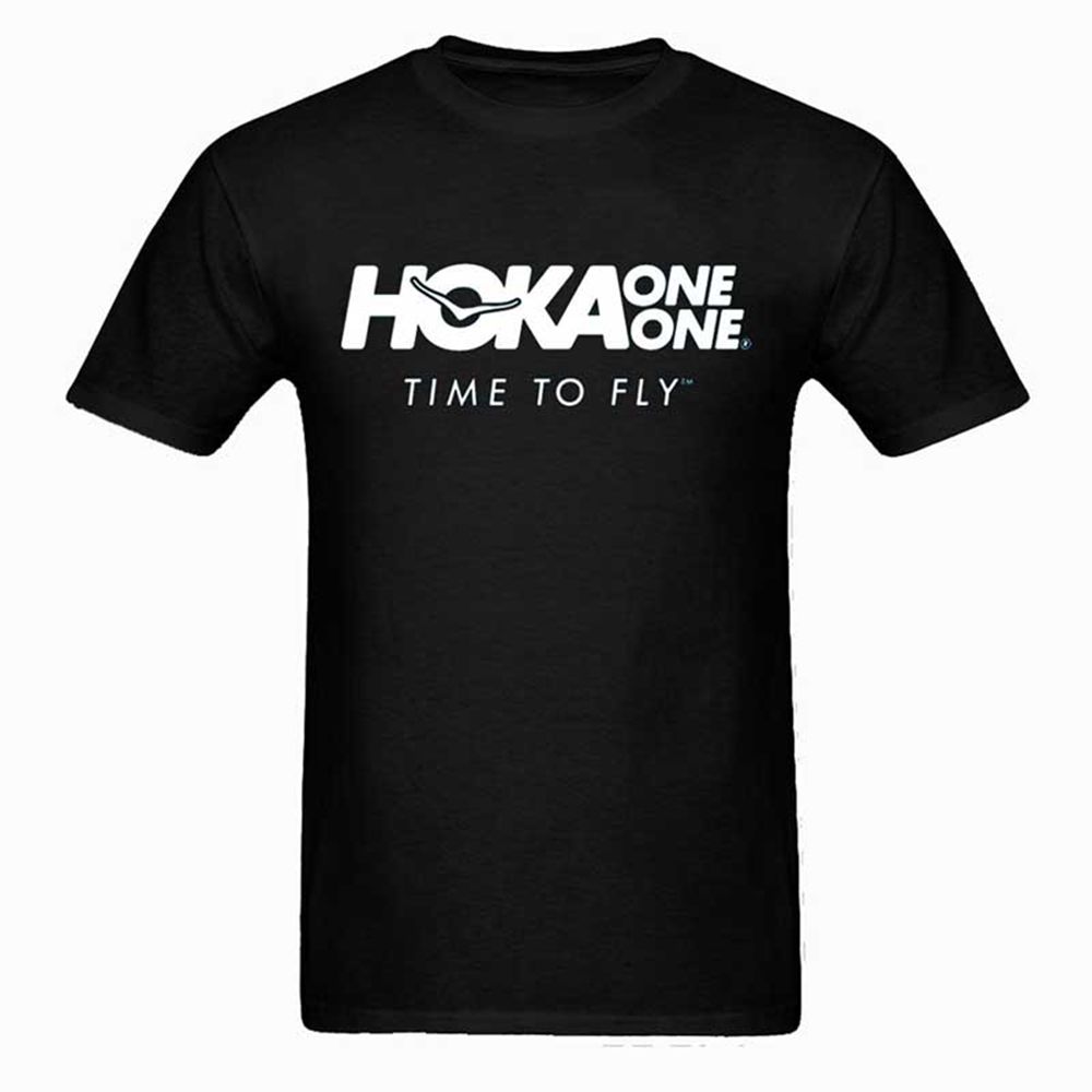 Hoka Mens Tee NZ - Hoka One One O Neck Summer Cotton Black (VQE925107)